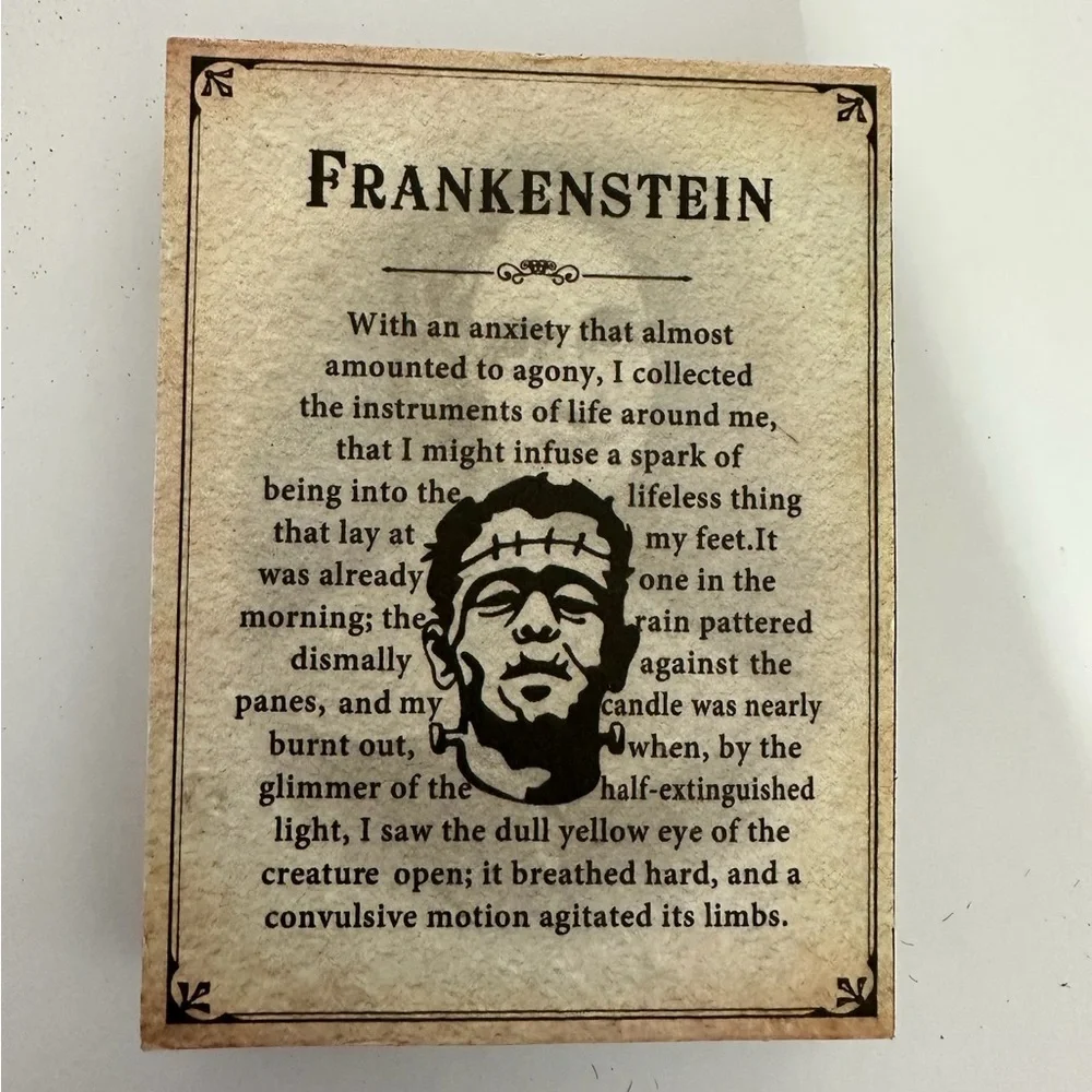 NEW Ashland Halloween Frankenstein Tabletop Décor Vintage Book Page Wall Box 6x8